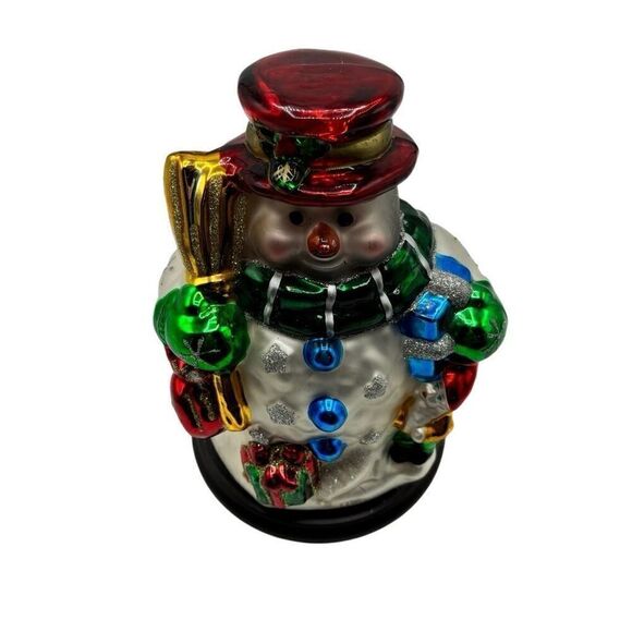 Thomas Pacconi Classics Vintage Blown Glass Christmas Snowman 10” - Picture 3 of 6
